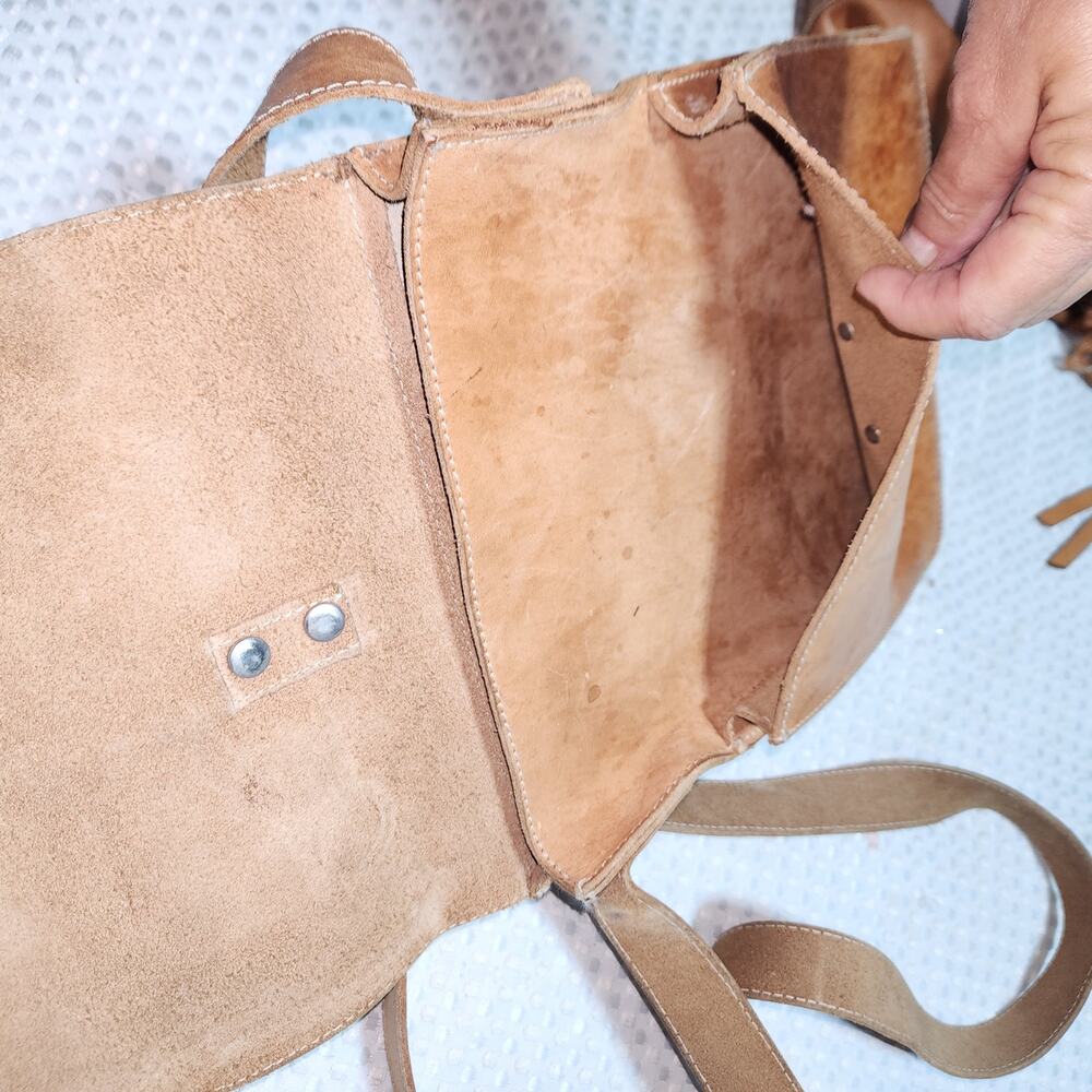 Genuine Leather Crossbody Double Section Bag - image 4